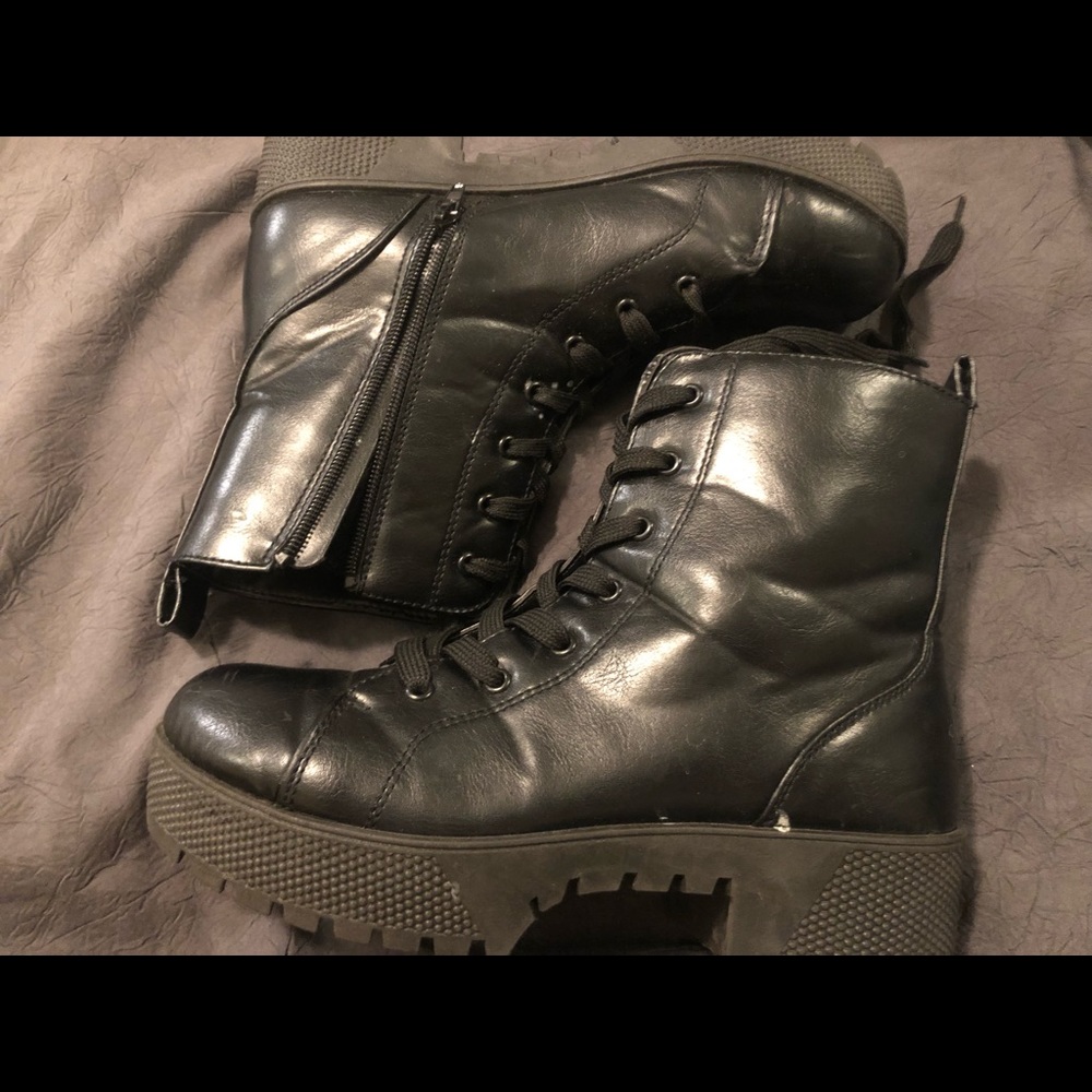 Black combat style boots